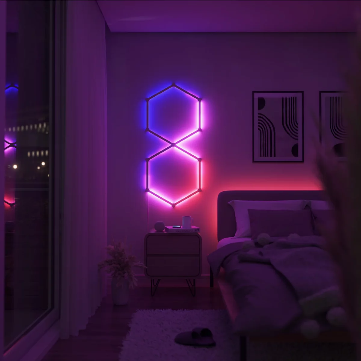 2-nanoleaf-lines-light-rgb-bedroom-12@2x Nanoleaf Lines Expansion Pak (3 Lines - 60 Degree) - Image 4