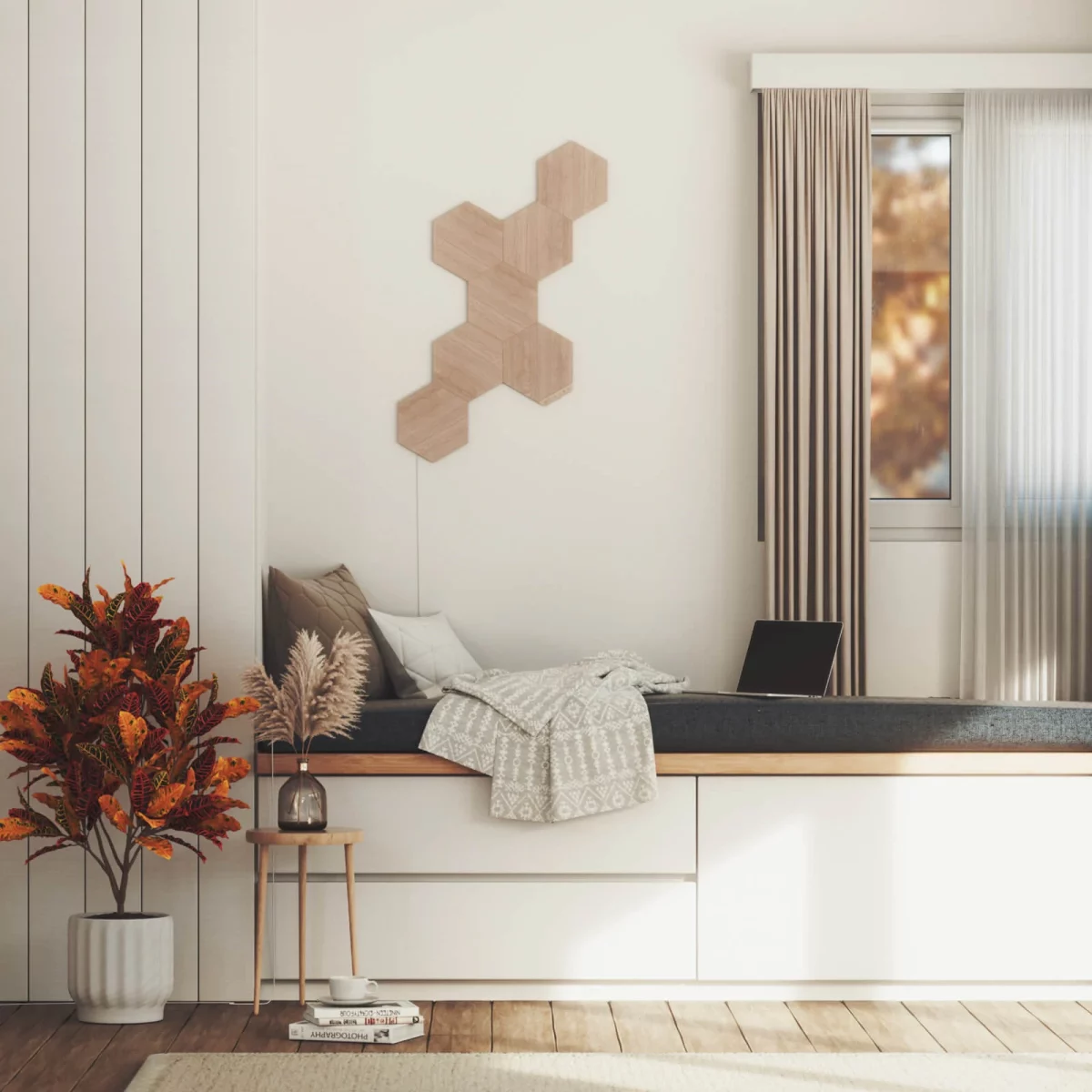 2-nanoleaf-wood-hexagons-light-panels-smarter-starter-kit-7-nook@2x سداسيات نانوليف الخشبية (7 ألواح) - الصورة 4